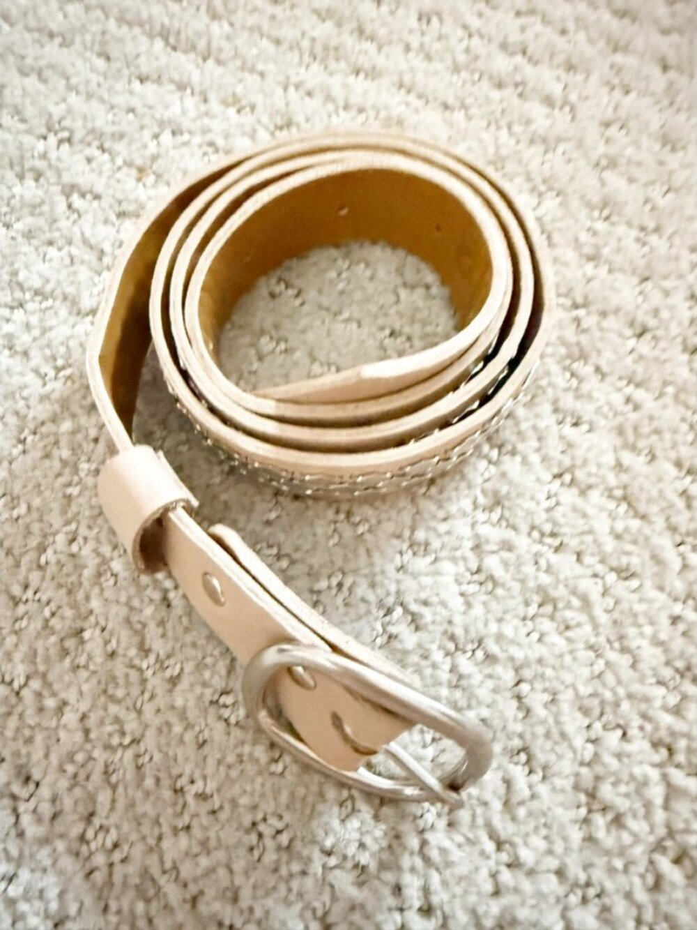 Calleen Cordero The Mavi 1" Tan Silver Stud Belt 32 / S